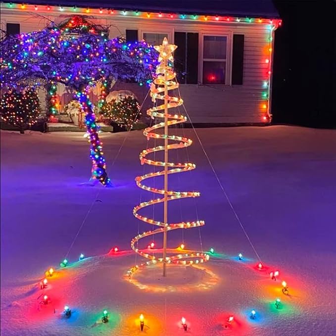 SUNSGNE C7 Multicolor Christmas Replacement Bulbs, Clear Multicolor Incandescent Light Bulbs for C7 Outdoor Patio Christmas String Lights, E12 Candelabra Base, 5 Watt, 25 Pack