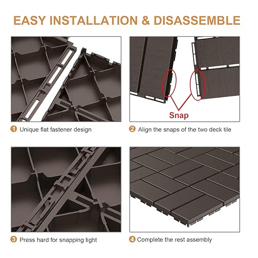 Goovilla Plastic Interlocking Deck Tiles, 9 Pack Outdoor Patio Flooring, 12"x12" Interlocking Decking Tile Outdoor All Weather Use, Waterproof Patio Pavers for Pool Balcony Backyard Porch, Dark Coffee