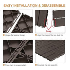 Goovilla Plastic Interlocking Deck Tiles, 9 Pack Outdoor Patio Flooring, 12"x12" Interlocking Decking Tile Outdoor All Weather Use, Waterproof Patio Pavers for Pool Balcony Backyard Porch, Dark Coffee