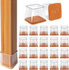 28Pcs Chair Leg Floor Protectors Square Silicone Chair Leg Protectors for Hardwood Floors Felt Furniture Pads Clear Chair Sliders for Wooden Floors(Fit:3/4" ~ 1")