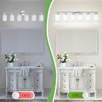 6-Light Brushed Nickel Vanity Lights for Mirror, Bathroom Light Fixtures with Textured Milky White Glass Shade, Modern Kitchen Light Fixtures Wall Sconce Light - E26 Base