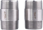 1" X 1" SUS304 Nipple Pipe Fitting - Stainless Steel Male NPT Threaded Long Coupling Fitting (pack of 2)