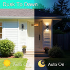 Motion Sensor Outdoor Wall Lights, Dusk to Dawn Porch & Patio Sconce with E26 Dimmable LED Bulbs, Black Aluminum Up & Down Exterior Lights for Garage, Garden, Front Door, ETL Listed