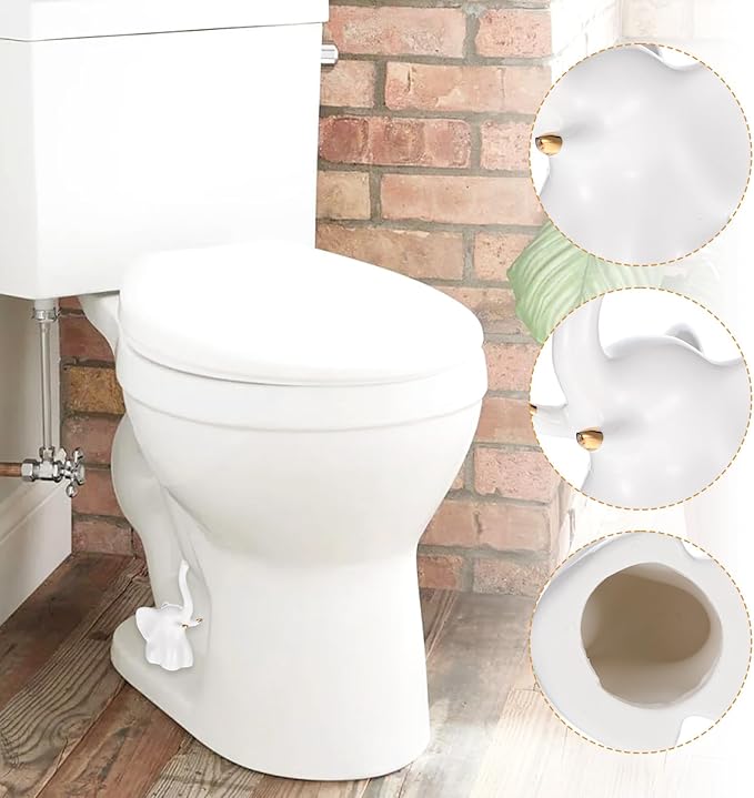 2PCS Toilet Bolt Covers Decorative, Ceramic Toilet Bolt Caps for Bottom Screws,Easy to Install Cute Bathroom Decor, Animal-Shaped Bowl Screw Cover Set Protectors for Modern Home(White, Elephant)