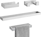 Brushed Nickel 4-Piece Bathroom Hardware Accessories Set, Bathroom Hardware Set including Towel Bar,Towel Holder, Toilet Paper Holder,Towel Hook, SUS304 Stainless Steel Bath Towel Bar Set Wall Mounted