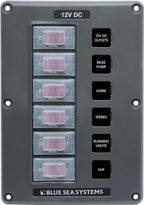 Blue Sea Systems 4322 Water-Resistant Circuit Breaker Switch Panel, Gray, 6 Positions