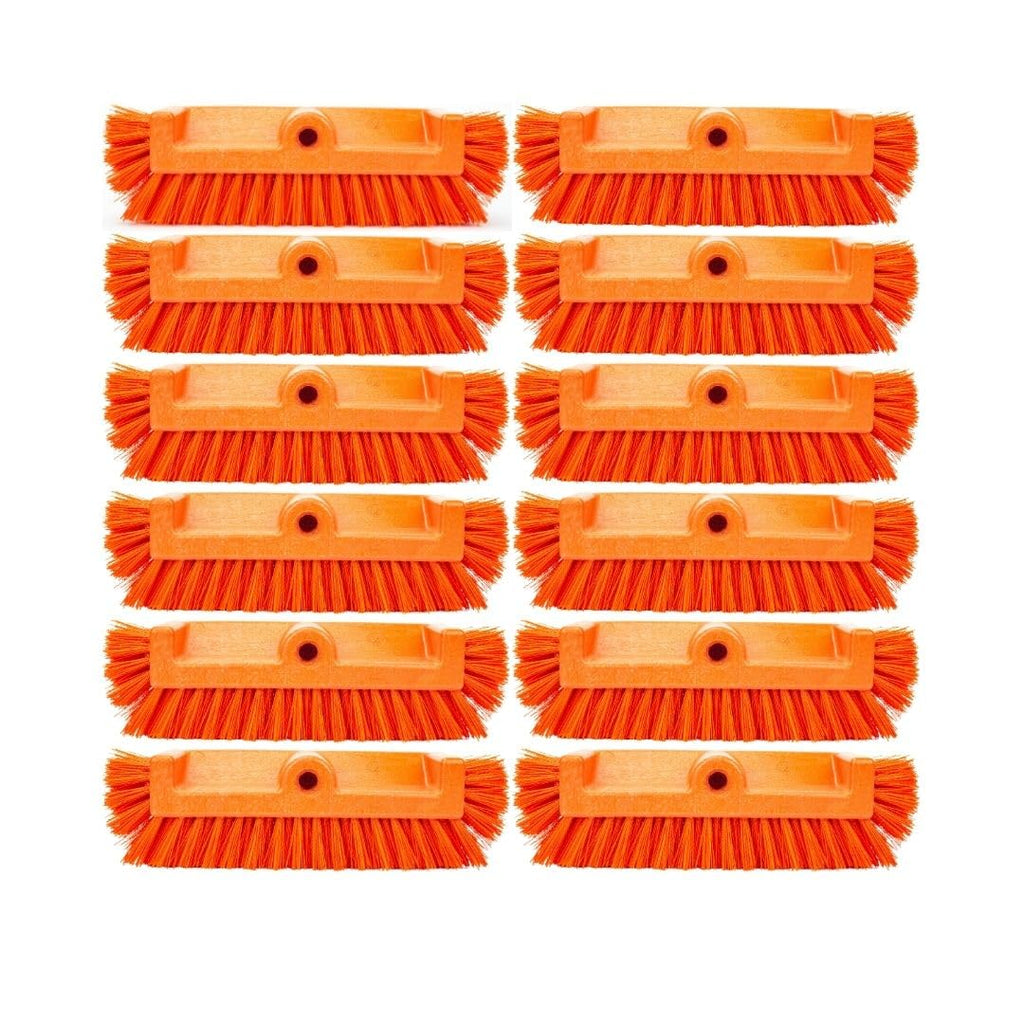 SPARTA Multi-Level Tile Scrub Brush 12" Wide Brush Head, Heavy-Duty Tile Cleaning Brush with End Bristles for Commercial Tiles, Tubs and Floor, Plastic, 12 Inches, Orange, (Pack of 12)