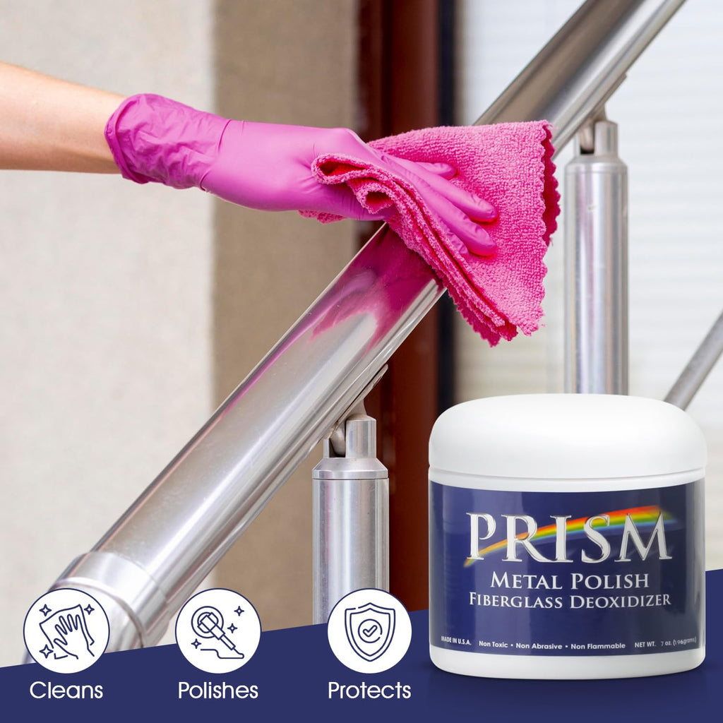Prism Polish Metal Polish - 7 Ounce: Achieve a Brilliant Shine on Aluminum, Chrome, Stainless Steel, Brass, Silver, Nickel, Gold, Silver and More. Safe for Boat, Car, Motorcycle, Home and Business.