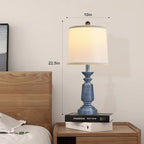 Terpsichore Lamps Set of 2 Modern Farmhouse Table Lamp Bedside Reading Lights Living Room End Lamps Bedroom Night Light,High 22.5 Inch,Navy Blue,with Fabric Lamp Shade,Bulb Not Included