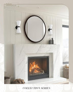 Black Wall Sconces Set of Two, HWH Modern Wall Light Fixtures Indoor Wall Lamp Up and Down, Matte Black Finish with Frosted Milk White Striped Glass Shade, 5HZG97B-2W-2PK BK