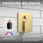 Lava Odoro Modern 2-Setting Square Shower System with Rain Shower Head and Handheld Spray Gold, Rainfall Shower Faucet Set Gold, Shower Valve and Trim Kit, Brushed Gold, SF103-SG