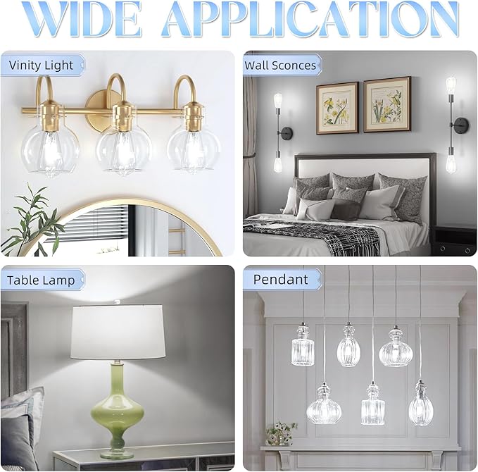 Edison Bulbs, E26 LED Bulb 60 watt Equivalent, Non-Dimmable, 4000K Daylight White, ST58 Vintage Light Bulbs, 90+ CRI, 6W 600LM, E26 Medium Base, Clear Glass, 6 Pack