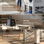 SKM 28" Dual-Pack Washer and Dryer Pedestals - Heavy-Duty Steel Laundry Stand Raiser for Washing Machine and Dryer, Compatible with Most 4.8-5.3 cu. ft. Capacity Appliances, White