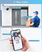 【2-Way Audio】 Wired Security Camera System, Home Video Security Cameras Systems, Outdoor POE IP Cameras Surveillance DVR Kits