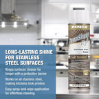 Zenex ZenaSheen H20 Stainless Steel Polish - Professional-grade Water-based Metal Cleaner, Polish & Protectant | Remove Grime & Restore Shine | Stainless Steel, Chrome, Brass & More | 16 oz (2 Pack)