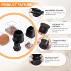 Ezprotekt 24 Pcs Round Silicone Chair Leg Floor Protectors with Felt, Floor Protectors for Chair, Felt Furniture Pads, Chair Leg Caps Cover, Bar Stool Leg Floor Protectors (L Fit: 1.1" - 1.3", Black)