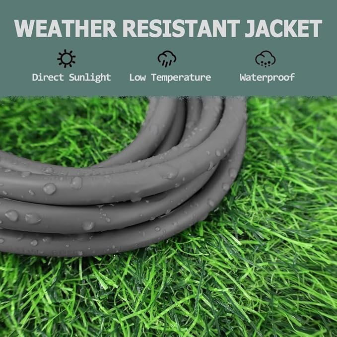 Indoor Outdoor Extension Cord 30 FT Waterproof, 16/3 Gauge Heavy Duty Gray Extension Cords, 13A 1625W SJTW Extension Cord with 3 Prong Grounded Plug, Great for Tools, Lights, UL Listed.