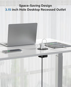 Jgstkcity Power Strip,Desktop Recessed Power Grommet,40W Total USB C Fast Charging,3.15-Inch Hole, 4 Outlets & 8 Ports, Ideal for Desktop & Countertop Flush Mount Outlet