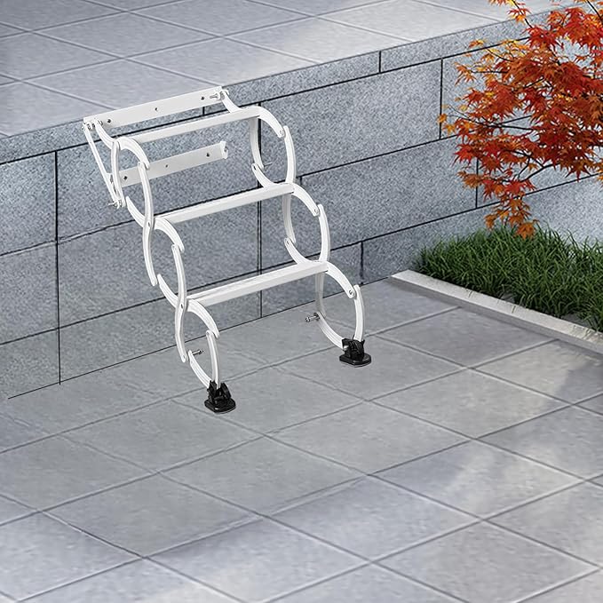 3 Steps Wall Mounted Attic Ladder, Indoor Attic Stairs Pull Down System, Metal Telescoping Step Ladders, Anti-slip Retractable Folding Stair, Loft Extension Steps Staircase for Garages(black, 3 Steps)