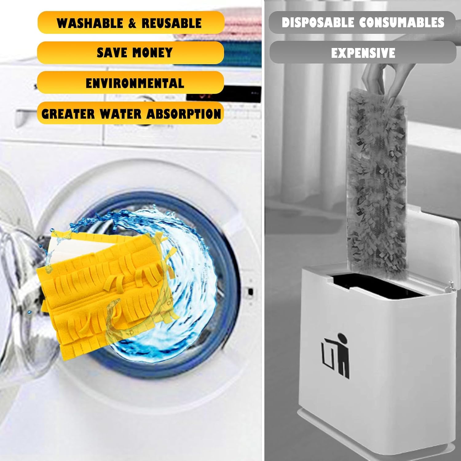 8 Pack Power Mop Refills, Compatible with Swiffer PowerMop & Wood Mops, Reusable, Used for Floor Cleaning