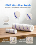 33PCS Paint Roller Kit with Extension Pole | 2–4 FT Pole | 9" & 4" Paint Rollers | Carry Bag | 4 Brushes & Tape | Professional Painting Supplies & Paint Brushes Set for Walls Ceilings and Home