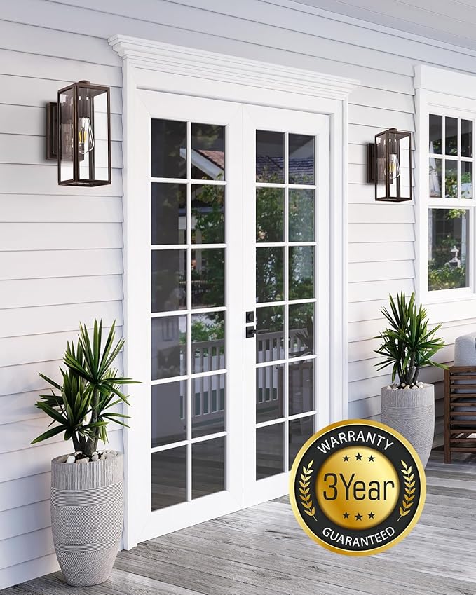 VIANIS Dusk to Dawn Outdoor Lighting, Modern Oil Rubbed Bronze Wall Light Fixtures, 100% Aluminum Porch Lights Outdoor, Anti-Rust Waterproof Outside Sconce Lights for Patio Front Door Entryway, 2-Pack