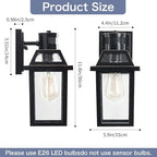 Motion Sensor Outdoor Wall Lights, Porch Light Outdoor 3 Lighting Modes, Dusk to Dawn Exterior Light Fixture, Waterproof, Outside Lights for House Front Door Patio Garage 1 Pack (Black)