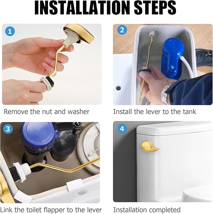 Compatible with TOTO Toilet Handle Replacement Parts Kit, Universal THU068#CP Trip Lvr for St743S Side Mount Toilet Flush Tank Lever Handle for TOTO Kohler Toilet Tank, 1-Pack Brushed Gold