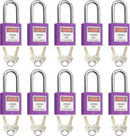 SAFBY Lockout Tagout Locks, Safety Padlock, Keyed Differently Loto Safety Padlocks for Lock Out Tag Out Kits Station (Purple 1-10)