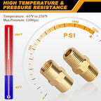 KOOTANS 12pcs Brass Pipe Fitting, NPT Hex Nipple, Coupling, 1/8" x 1/8" NPT Male Pipe, 1/8" x 1/8" NPT Female Pipe Fittings Set (6 Nipple & 6 Coupling)