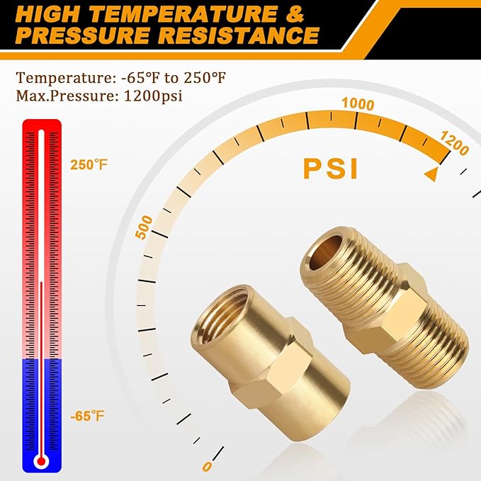KOOTANS 12pcs Brass Pipe Fitting, NPT Hex Nipple, Coupling, 1/8" x 1/8" NPT Male Pipe, 1/8" x 1/8" NPT Female Pipe Fittings Set (6 Nipple & 6 Coupling)
