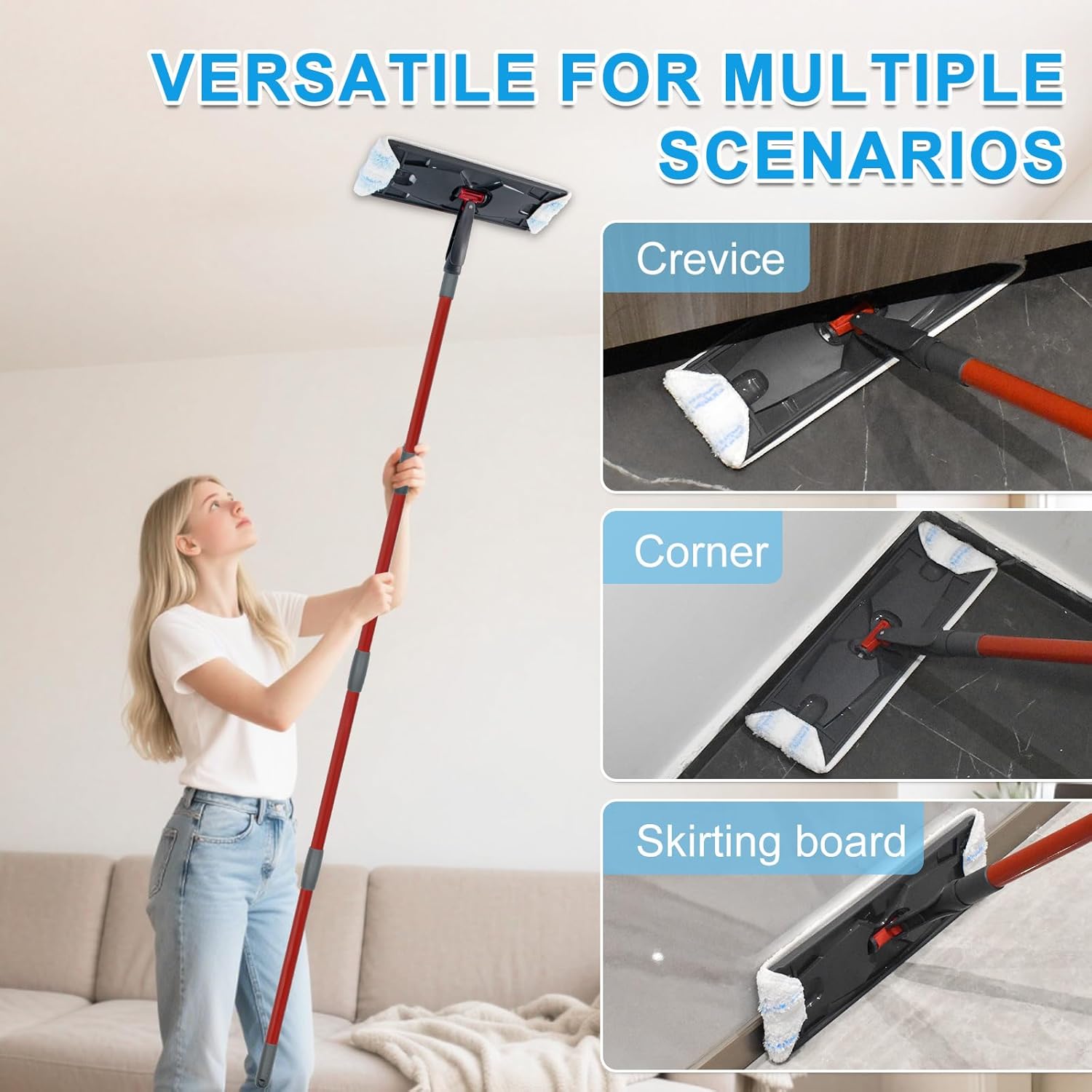 Mop Replacement Pads for Ocedar H2prO Flat Mop, 4 Pack Mop Refills for O-Cedar H2pro Flat Mop, Machine Washable Reusable Microfiber Mop Heads Replacements for Ocedar H2 Pro Mop