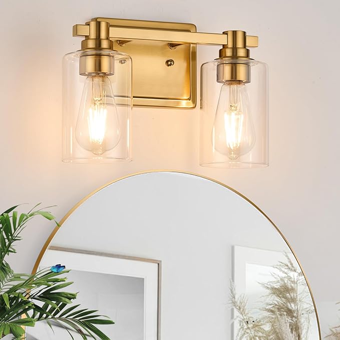 2 Lights Bathroom Lighting Fixtures Over Mirror Gold Bathroom Vanity Light Fixture Farmhouse Vanity Light Vintage for Bedroom Living Room Hallway