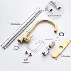 Brushed Gold Kitchen Faucet ，Modern High Arc Bar Sink Faucet ，Commercial Stainless Steel Kitchen Sink Faucet One Hole with Deck (Brushed Gold)