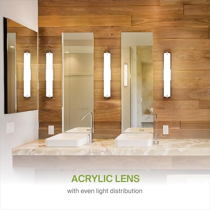 ASD LED 24" Vanity Wall Mount Light Fixture, Linear Bathroom Lighting Bar | 3CCT, Dimmable, Energy Star, ETL Listed | 25W 1950LM 3000-5000K 120V | Long Tube Bath Sconce Over Mirror | Nickel