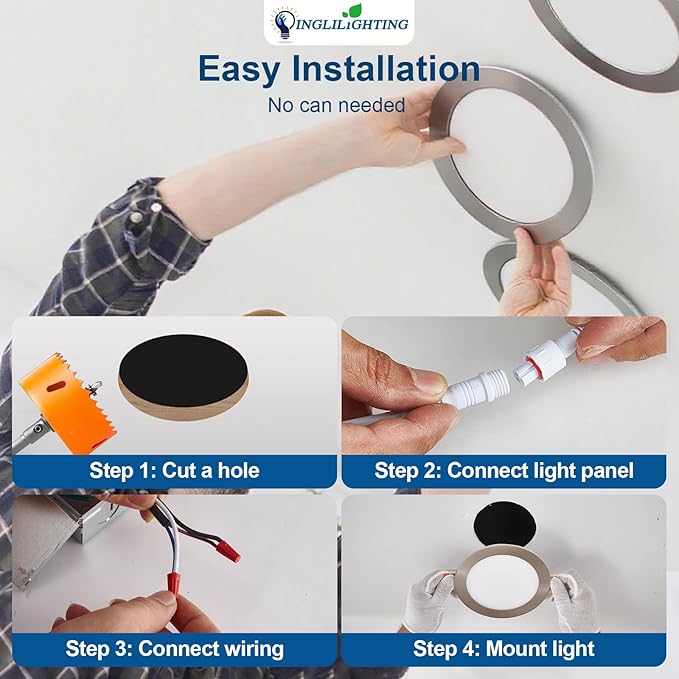 DLLT LED Recessed Ceiling Light: 24 Pack 3 Inch Brushed Nickel Recessed Lighting