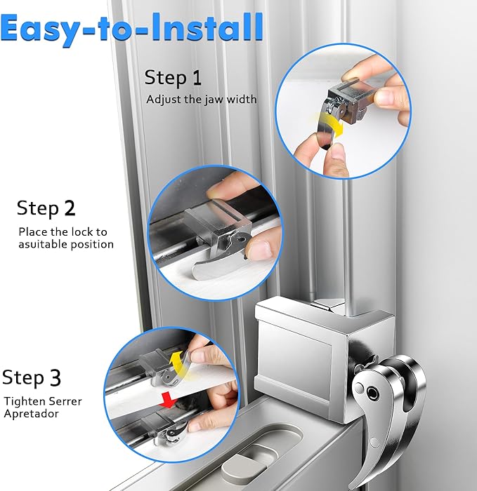 2 Pack Window Locks, Diecast Durable Design, Compatible with Horizontal and Vertical Window, Fit 1/16 inch(0.16cm) up to Wide Rail Easy Installation, Enhanced Safety (Silver)