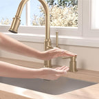 Lava Odoro Champagne Gold Soap Dispenser for Kitchen Sink, Modern Brass Built in Countertop Pump Dispenser with 18 Oz Refillable Bottle, Kitchen Soap Dispenser Spot-Free, Champagne Gold, KSD-21