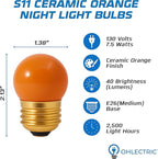 OHLECTRIC 10 Pack - S11 Ceramic Orange Night Bulbs | Dimmable | 7.5W Incandescent Light Bulb with E26 Medium Base | 40 Lumens Brightness | 2700K Warm White Light for Home Illumination