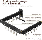 Wall Mounted Clothes Hanger, Aluminum Clothes Drying Rack, Space Saver, Retractable, Windproof Holes, with Clips