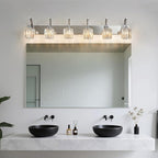 6-Light Crystal Vanity Light, Chrome Modern Wall Sconce with K9 Crystal Shades, 51.18" Long Over Mirror Lighting for Bathroom, Makeup, Hallway, Elegant & Easy Install