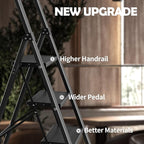 Taranta Step Ladder 3 Step Folding,Lightweight Portable Step Ladder with Anti-Split Pedal,Ladders with Convenient Handgrip,Aluminum Step Stool for Library, Home, Kitchen - Black