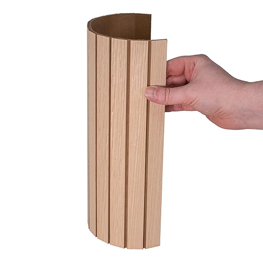 4ft x 4ft Unfinished Red Oak Veneer Tambour Wall Panel with 1" 30-Degree Groove Slats, Flexible & Customizable