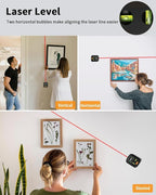 4-in-1 Laser Level with Line Laser, Drill Dust Collector, Wall Bracket, Electronic Vacuum Suction Cup, 1800 mAh Battery, Leveler Tool Perfect for Picture Hanging, Painting, Home Renovations