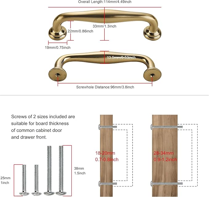TUNNY 10 Pack Cabinet Handles-3.8"/96mm Screw Spacing Champagne Bronze Furniture Hardware Handles for Kitchen Cabinets Bedroom Dresser Wardrobe Cabinet Pulls