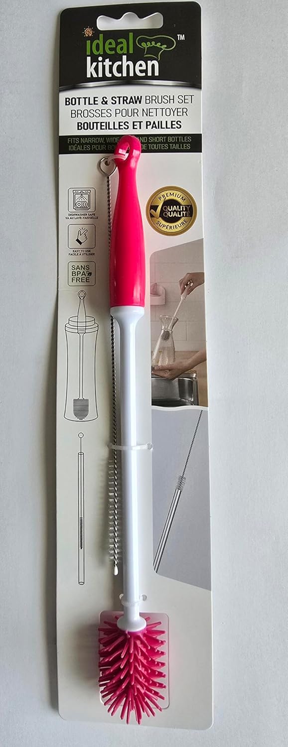 Bottle Brush Set 2-Pack – Cup & Flexible Straw Cleaning Brushes for Water Bottles, Tumblers, Reusable Straws, Baby Bottles & Narrow Glasses