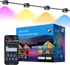 ASAHOM AI Permanent Outdoor Lights S107E, 300FT with 216 RGBCW LED Lights and Dual Output, 30,000 Lighting Effect Combination, IP67 Waterproof for House Halloween Christmas and Daily Decoration, Black