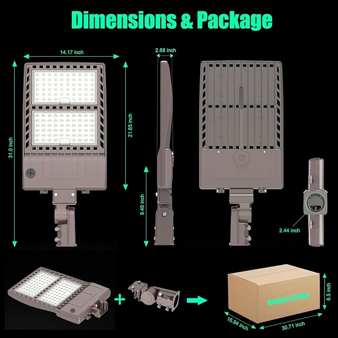 BBESTLED 400W LED Parking Lot Light 56,000 LM, DLC UL Listed Industrial Parking Lot Flood Lights, IP65 Waterproof 5000K 100-277VAC Street Area Stadium Lights Outdoor LED Pole Light w/Slip Fitter