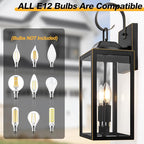 19" Large Outdoor Wall Light - Black Outside Wall Mounted Light Fixture with Gold Trim, Exterior Farmhouse Wall Sconce Lantern, Modern Porch Lighting Exterior Lamp for House 2-Light