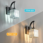 Wall Sconces, Set of 2 Black Crystal Vanity Lights, Modern Wall Lamp for Bathroom, Hallway, and Makeup, Easy Installation